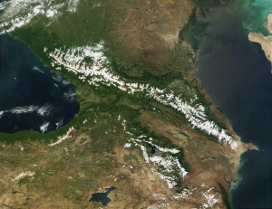 Black Sea-Caucasus Mtns-Caspian Sea, Satellite 2001