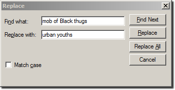 Search and Replace: Blacks