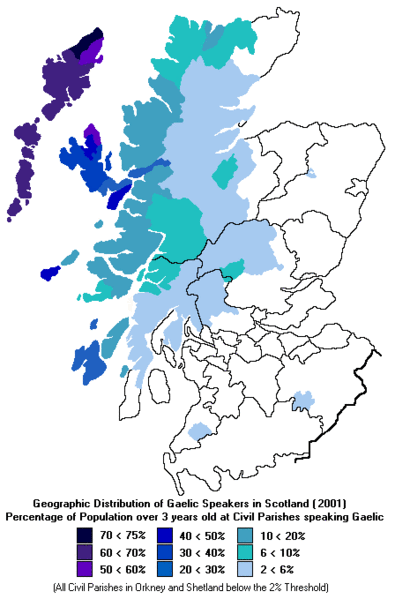 Distribution of Scottish Gaelic (2001)