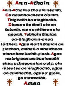 The Lord's Prayer in Scottish Gaelic