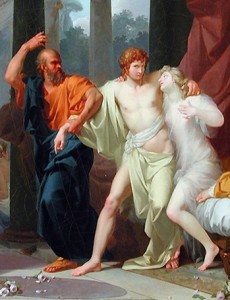Jean-Baptiste Regnault, "Socrates Tears Alcibiades from the Embrace of Sensual Pleasure," 1791.